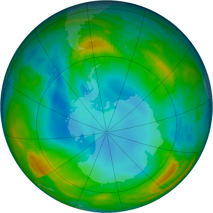 Antarctic ozone map for 22 June 1983
